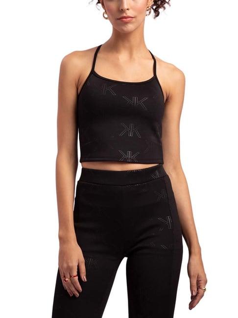 kendall + kylie black slim fit crop top