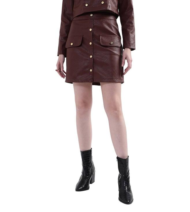 kendall + kylie coffee brown slim fit skirt