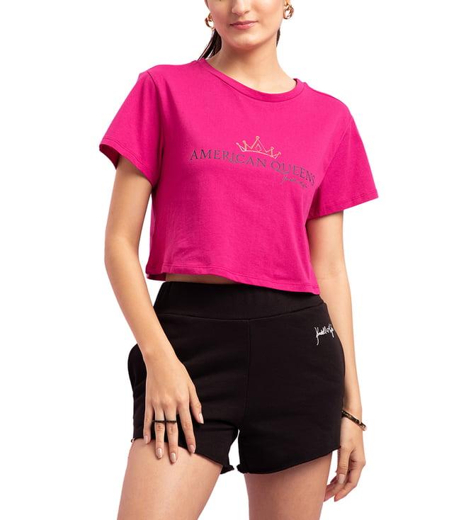 kendall + kylie fucshia printed loose fit t-shirt