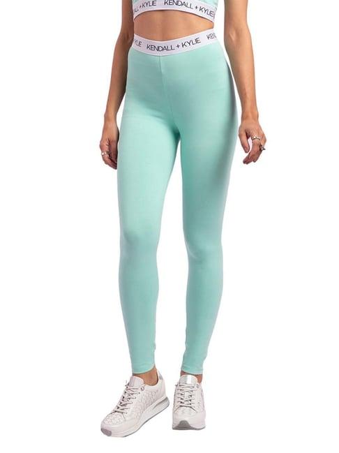kendall + kylie green cotton sports tights