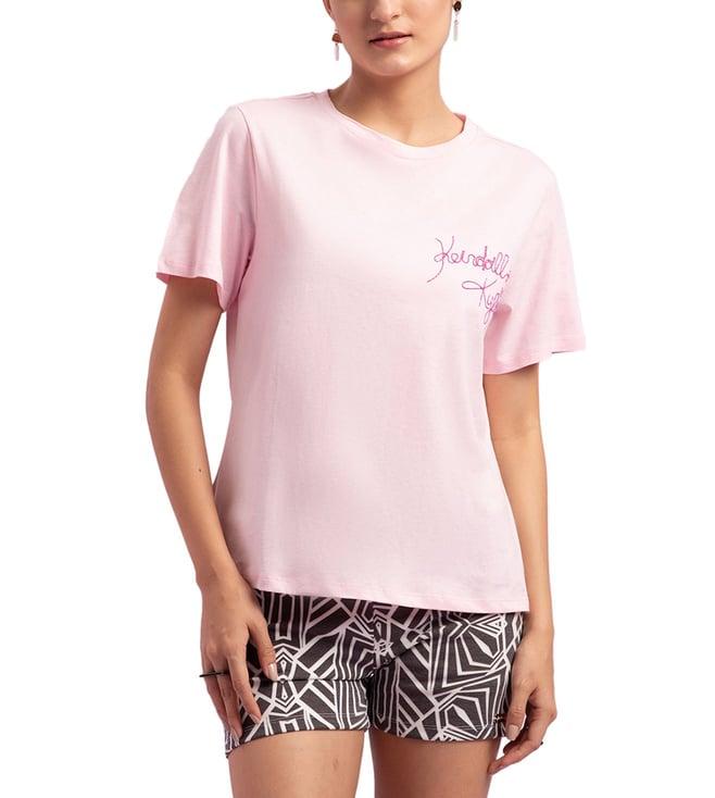 kendall + kylie light pink loose fit t-shirt