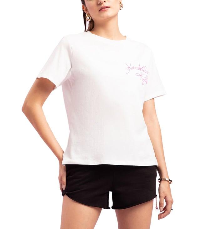 kendall + kylie off white logo loose fit t-shirt