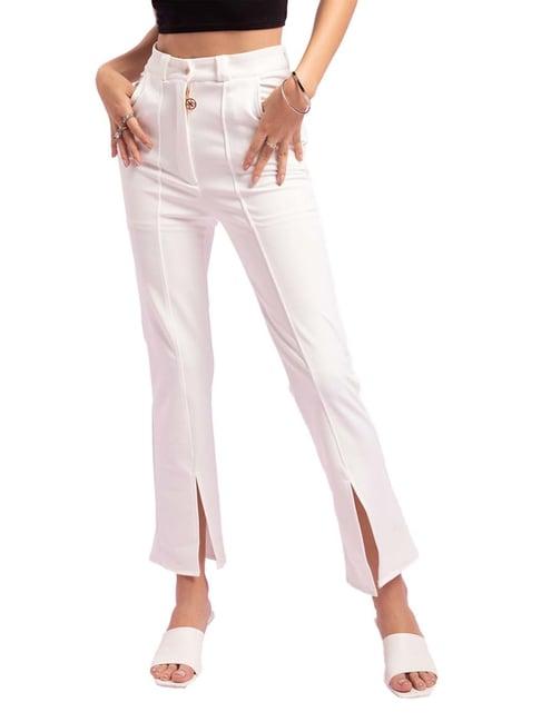 kendall + kylie white mid rise bootcut pants