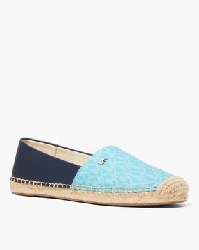 kendrick leather logo print slip-on espadrilles