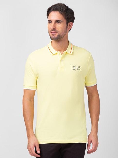 kenneth cole light yellow slim fit polo t-shirt