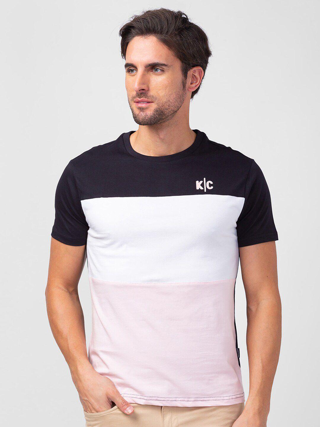 kenneth cole men colourblocked slim fit cotton t-shirt