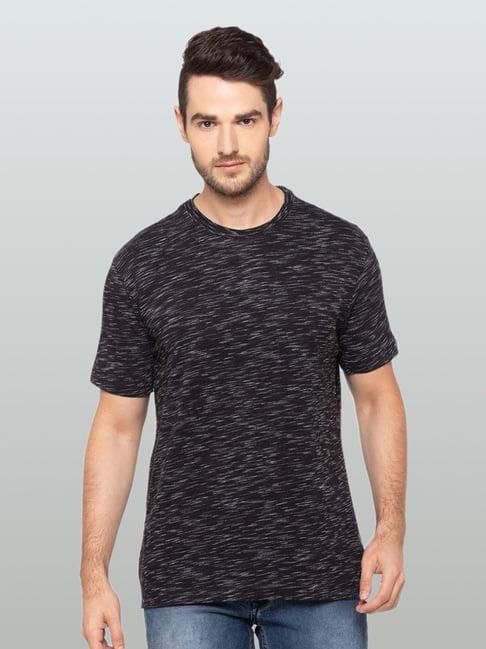 kenneth cole black slim fit printed crew t-shirt