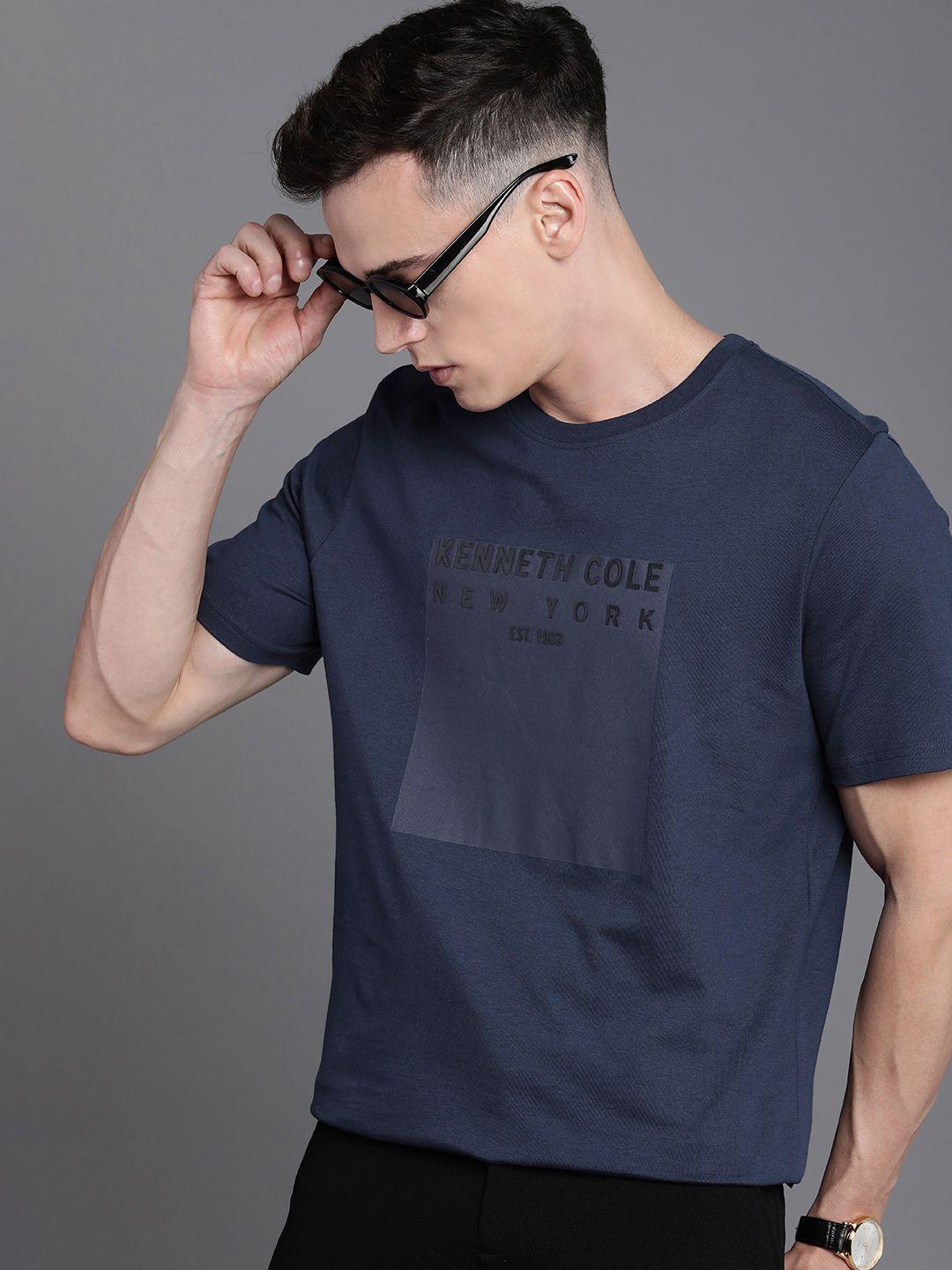 kenneth cole brand logo printed pure cotton t-shirt