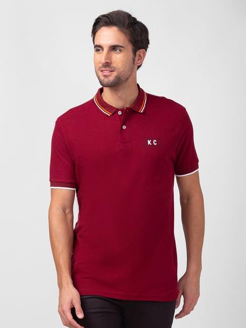 kenneth cole burgundy slim fit polo t-shirt