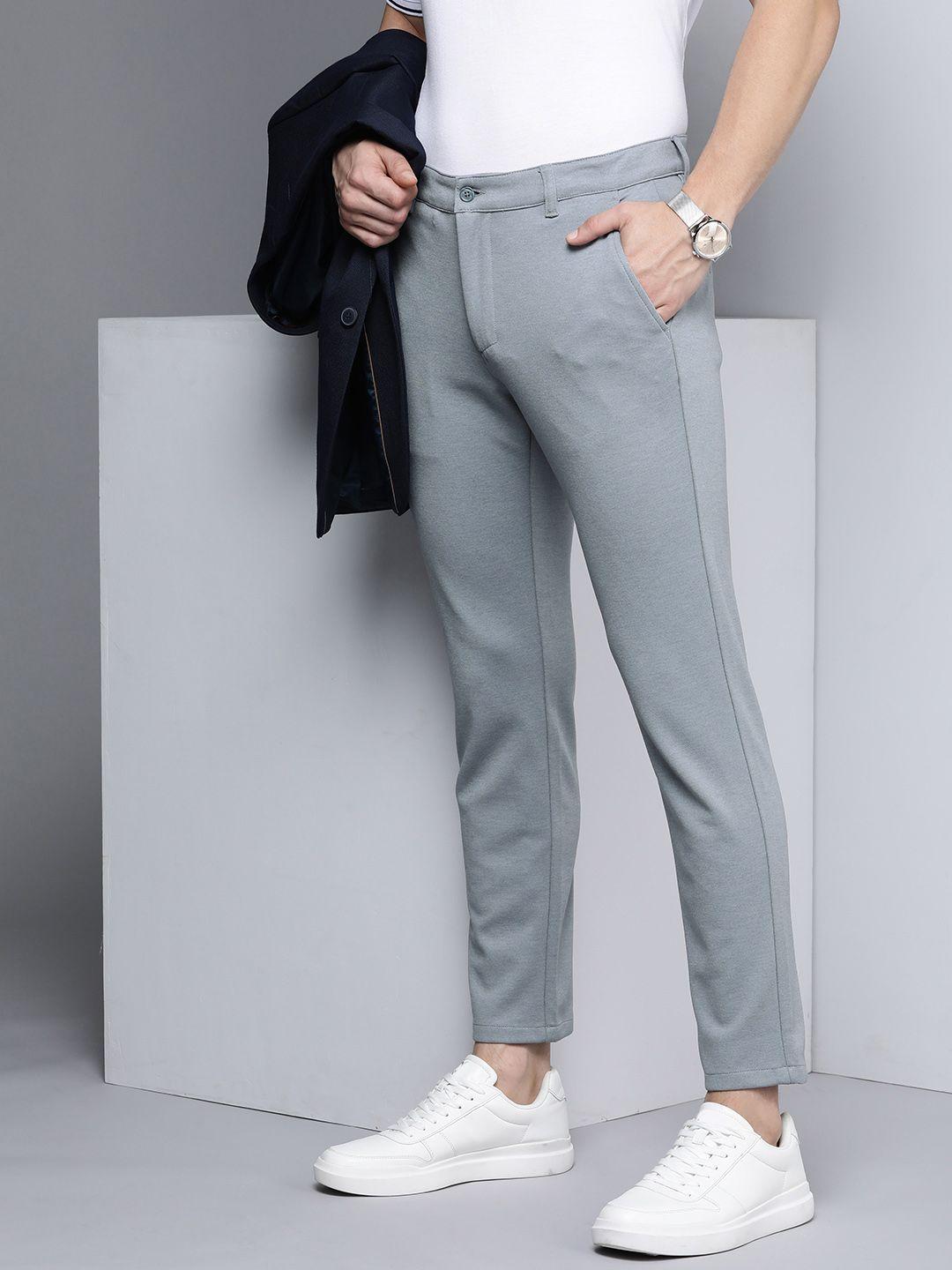 kenneth cole dash men blue solid slim fit trousers