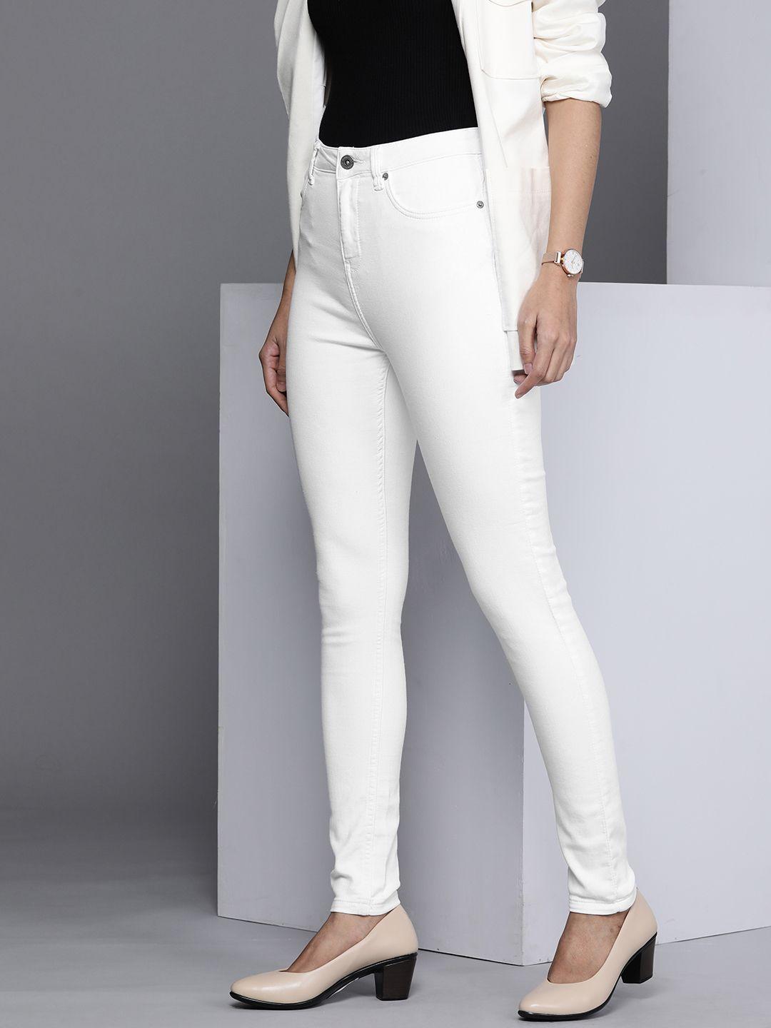 kenneth cole flux women off white skinny fit high-rise stretchable denim jeans