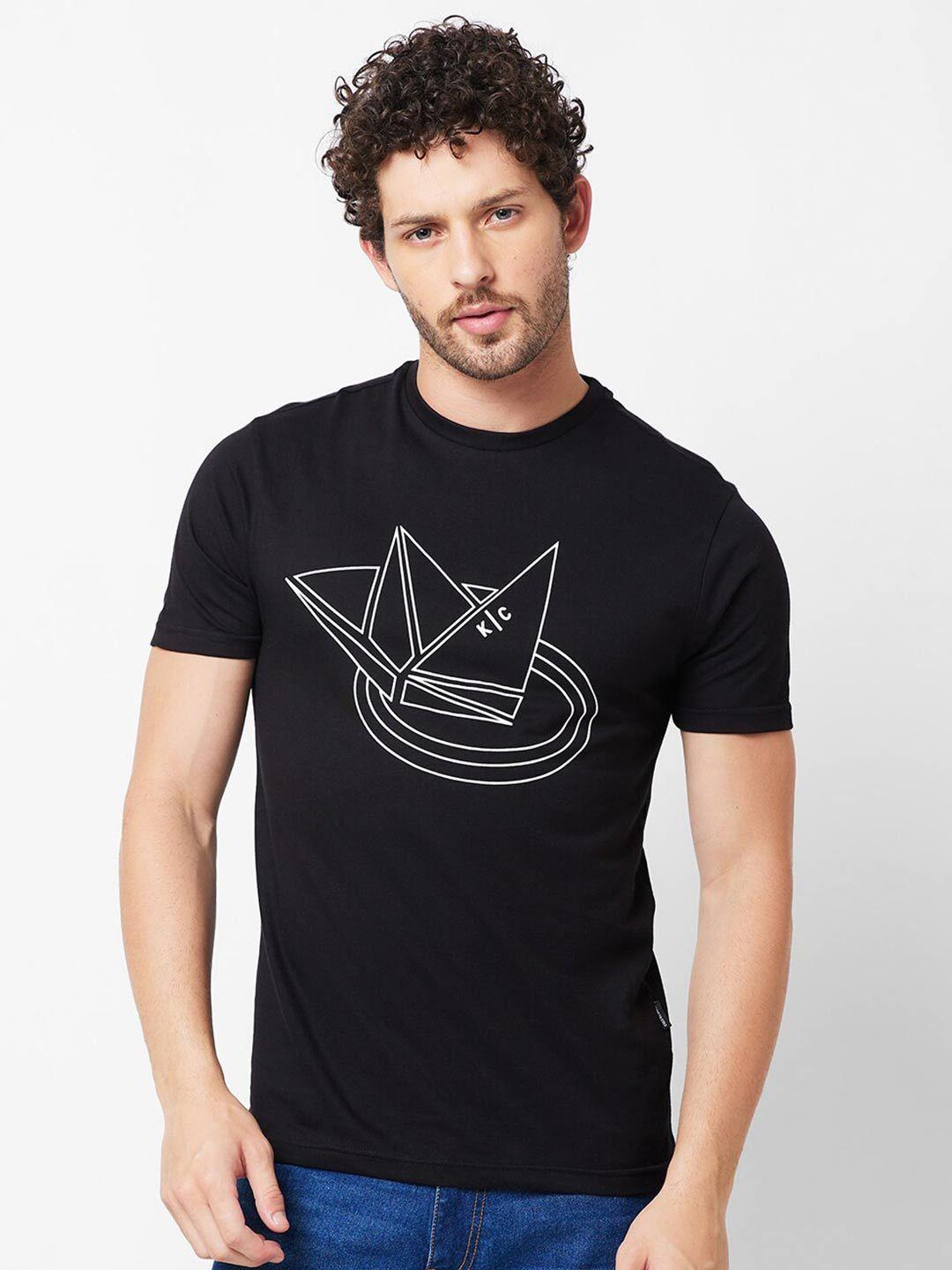 kenneth cole graphic printed pure cotton slim fit t-shirt