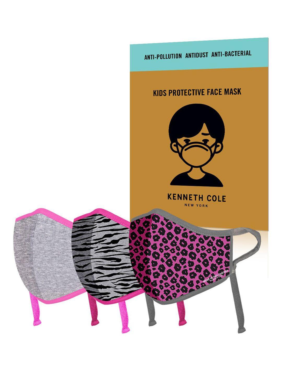 kenneth cole kids pack of 3 pcs multicoloured reusable 6-ply protective outdoor masks