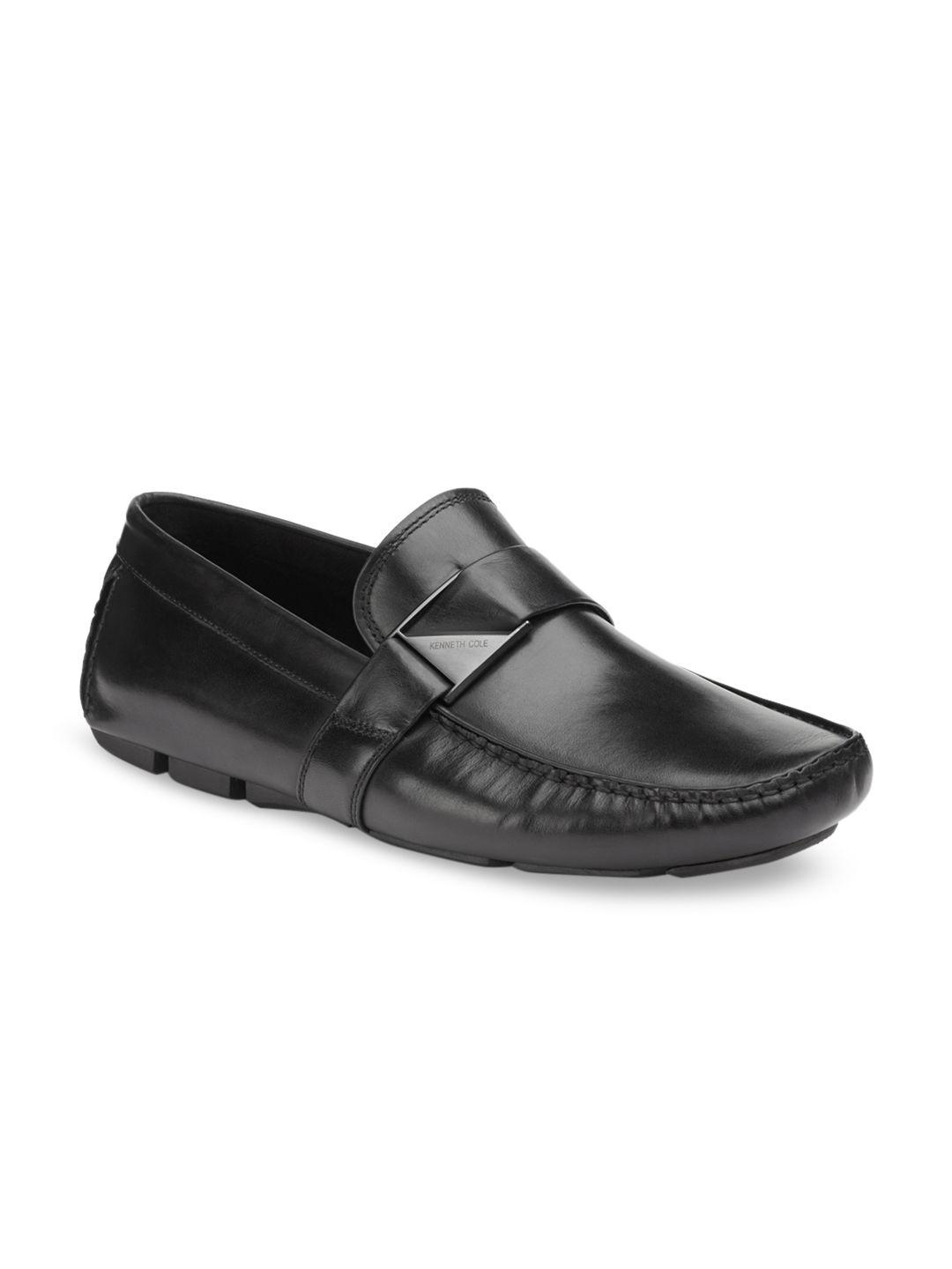 kenneth cole men black leather penny loafers