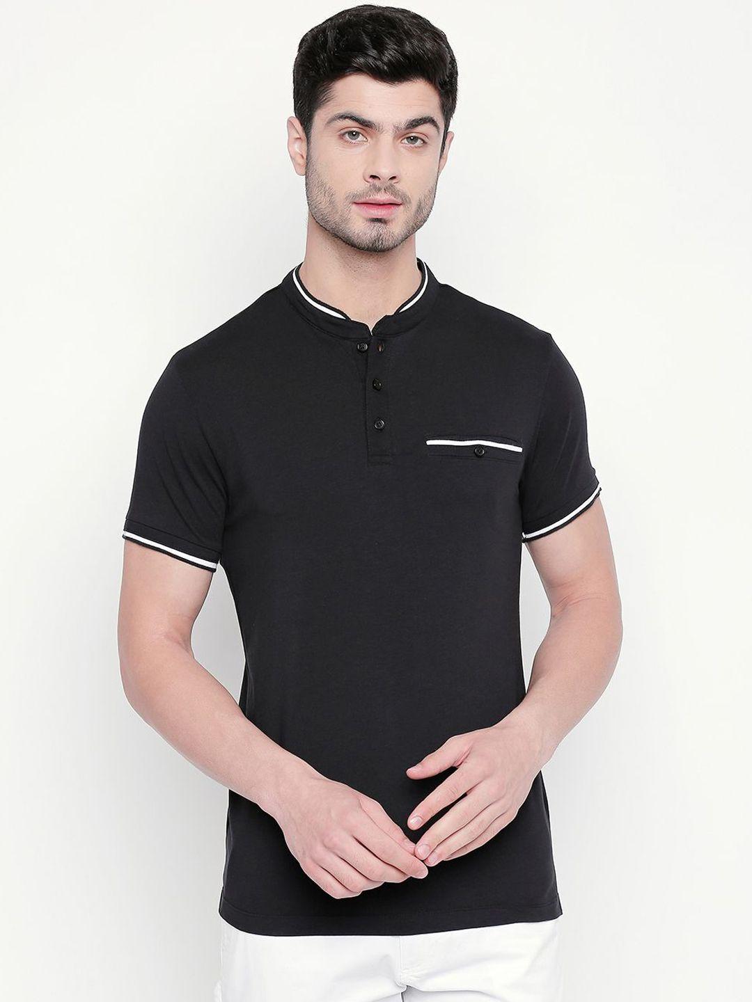 kenneth cole men black solid polo collar t-shirt