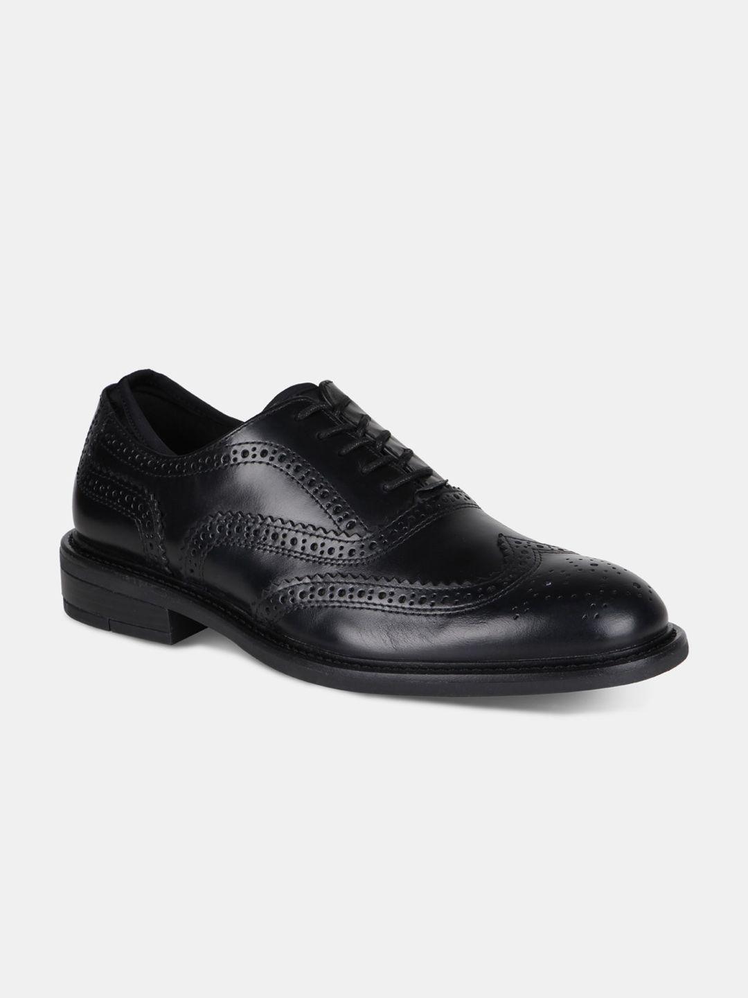 kenneth cole men black textured leather formal brogues