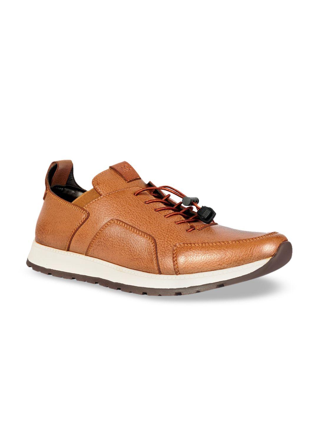 kenneth cole men brown solid lightweight leather sneakers