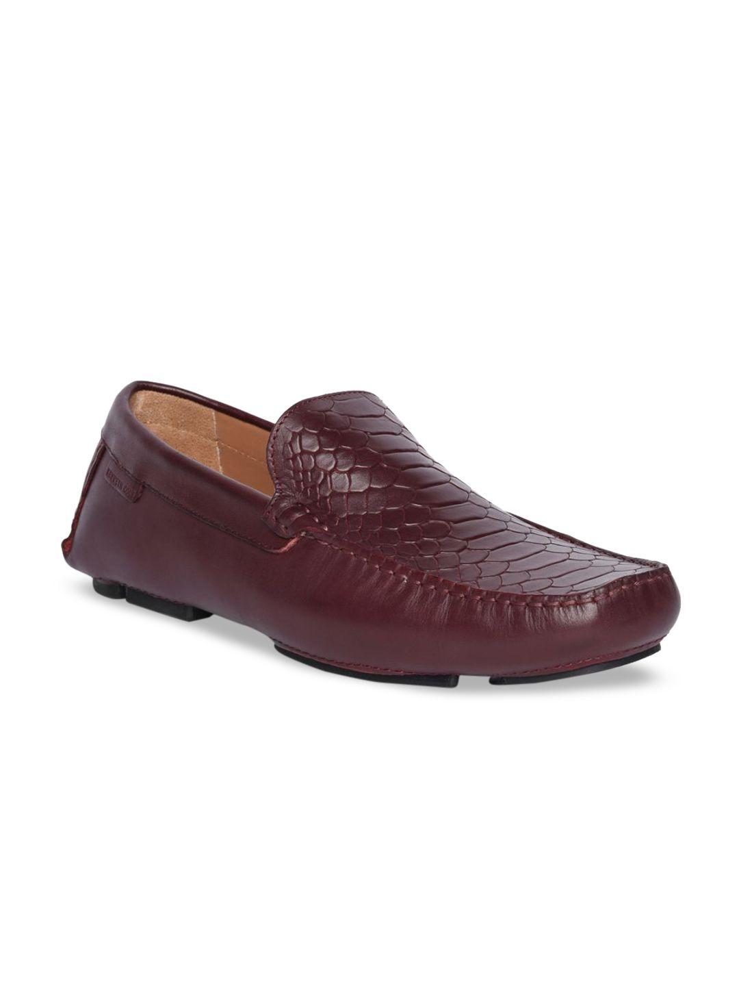 kenneth cole men burgundy textured leather loafers