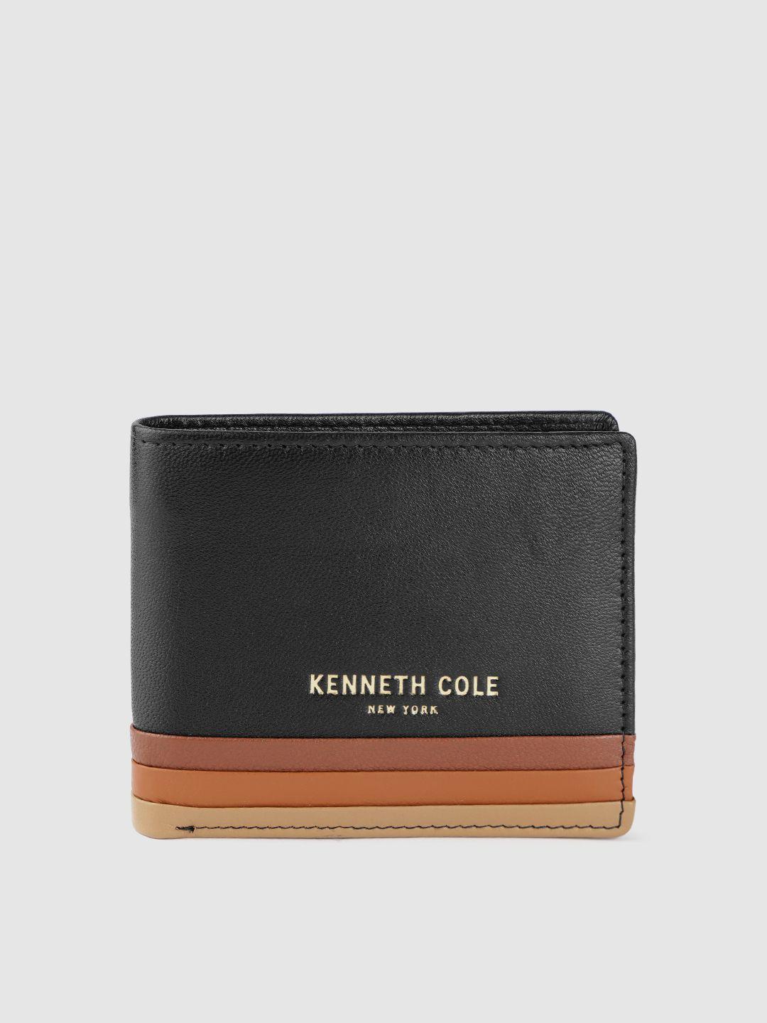 kenneth cole men colourblocked leather two fold wallet