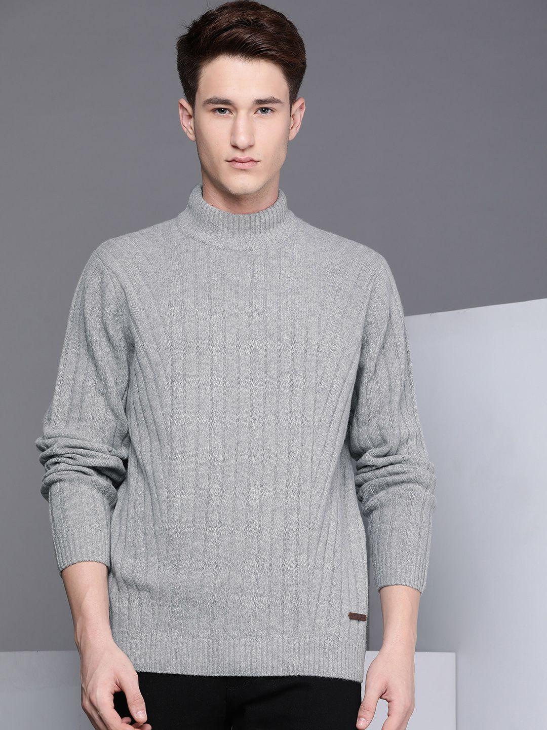 kenneth cole men grey ribbed pullover