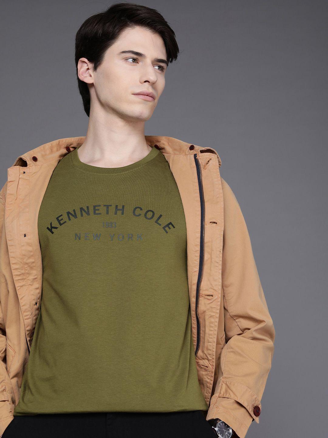 kenneth cole men typography printed pure cotton t-shirt