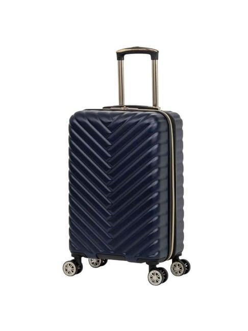 kenneth cole navy textured hard cabin trolley bag - 22 cms