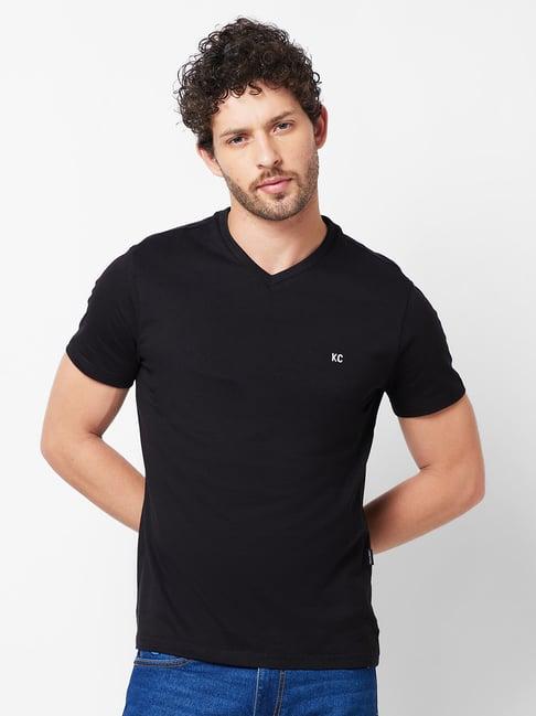 kenneth cole new york black slim fit cotton v-neck t-shirt