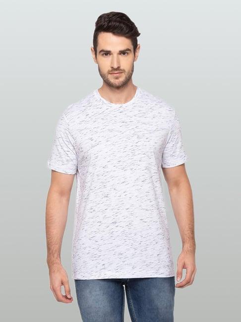 kenneth cole white slim fit printed crew t-shirt