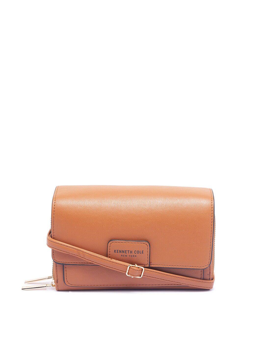 kenneth cole women brown pu zip around wallet