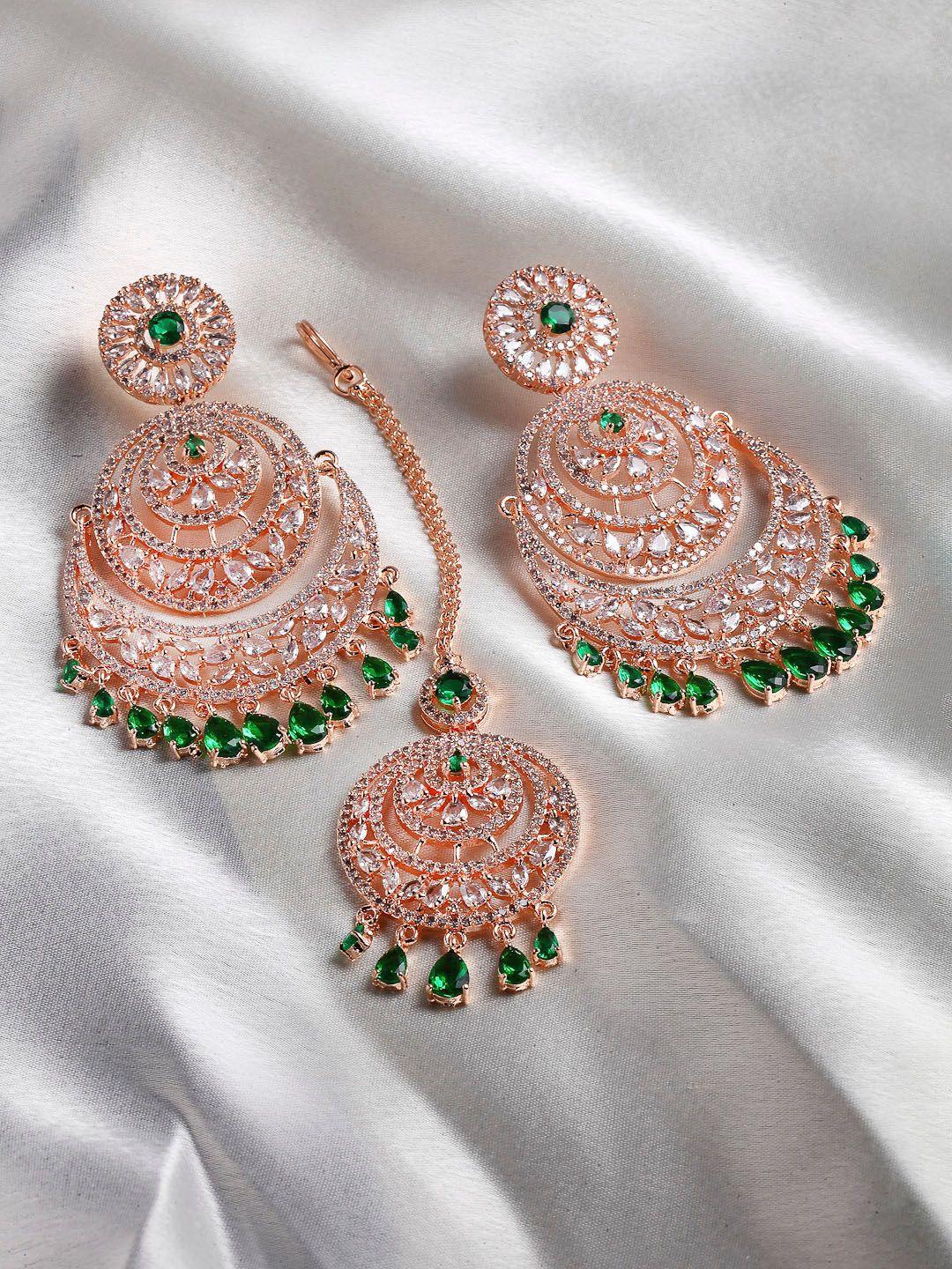 kennice rose gold-plated ad-studded jewellery set
