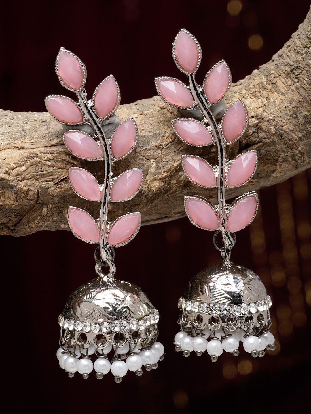 kennice silver-plated dome shaped jhumkas earrings