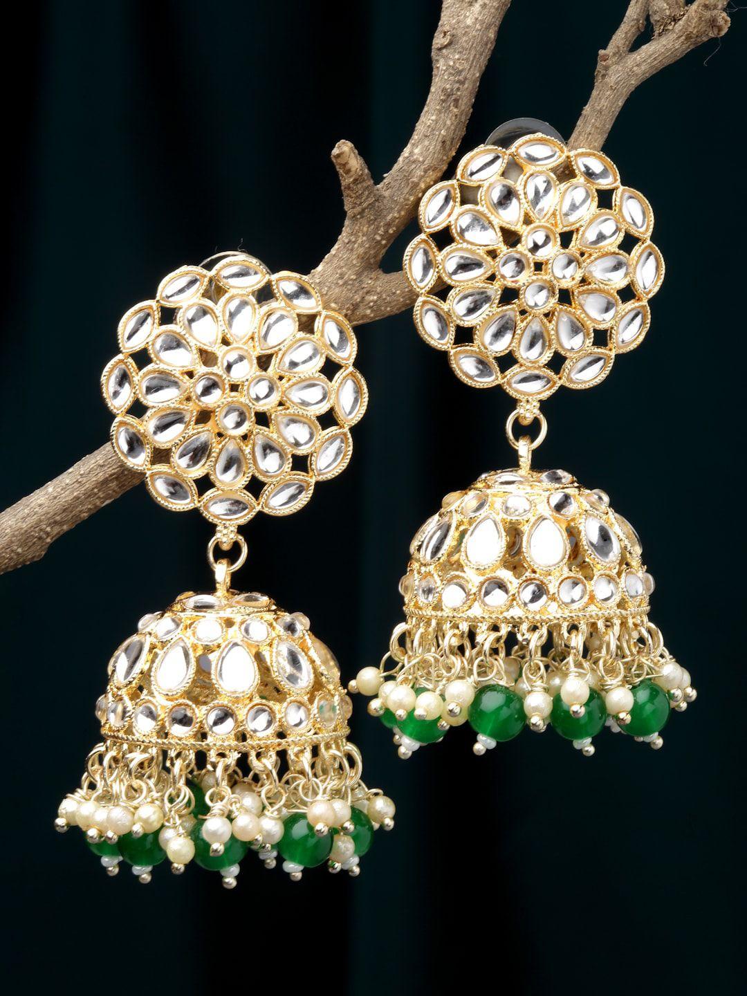kennice gold-plated dome shaped jhumkas earrings