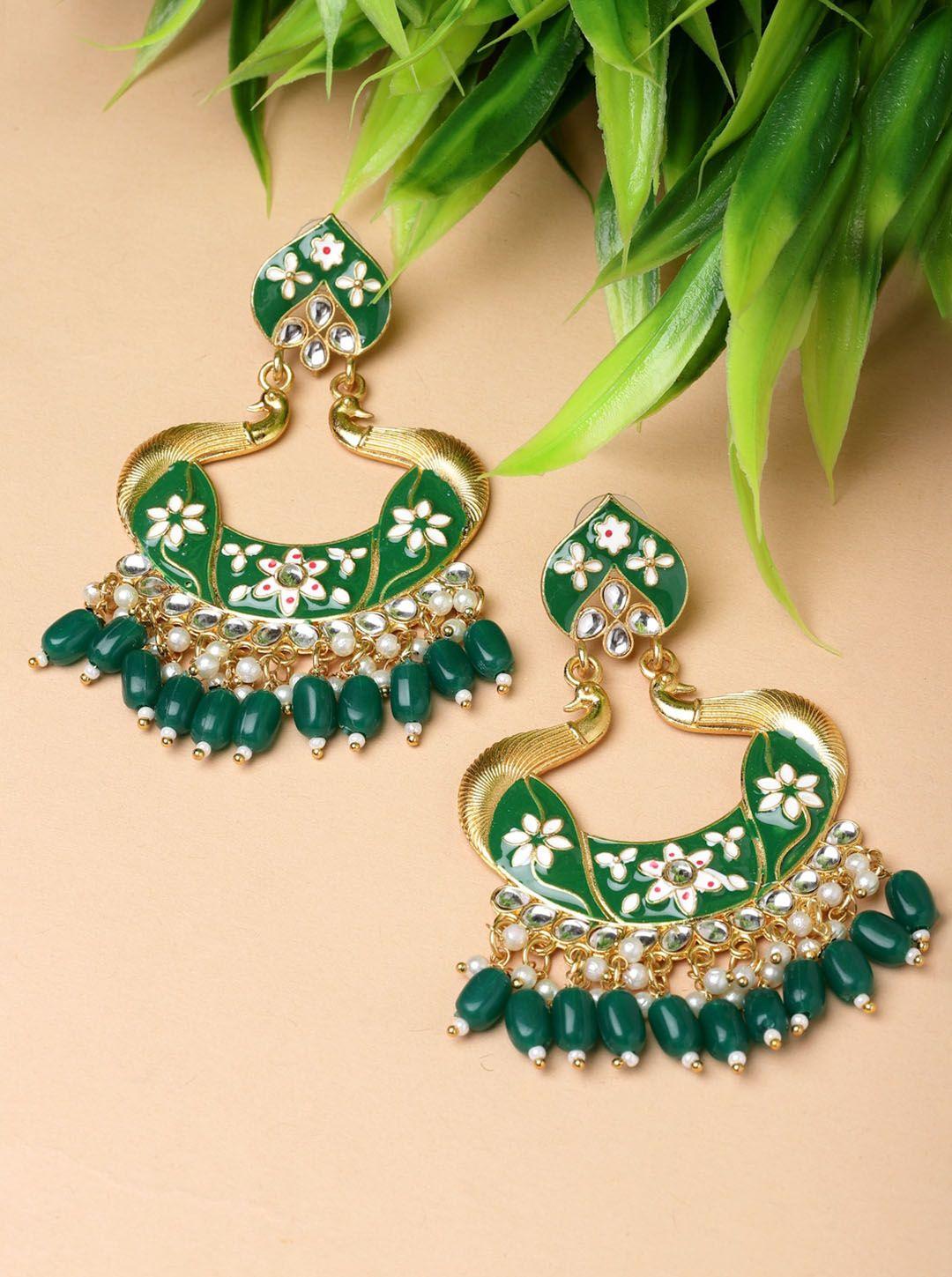kennice gold-plated peacock shaped chandbalis earrings