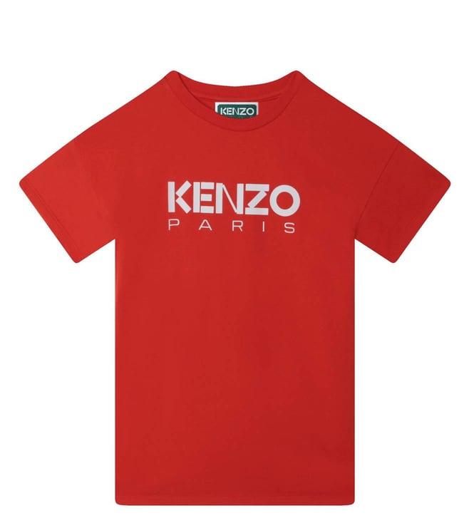 kenzo kids red logo regular fit dress