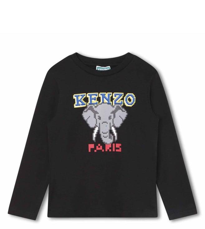 kenzo kids black logo regular fit t-shirt