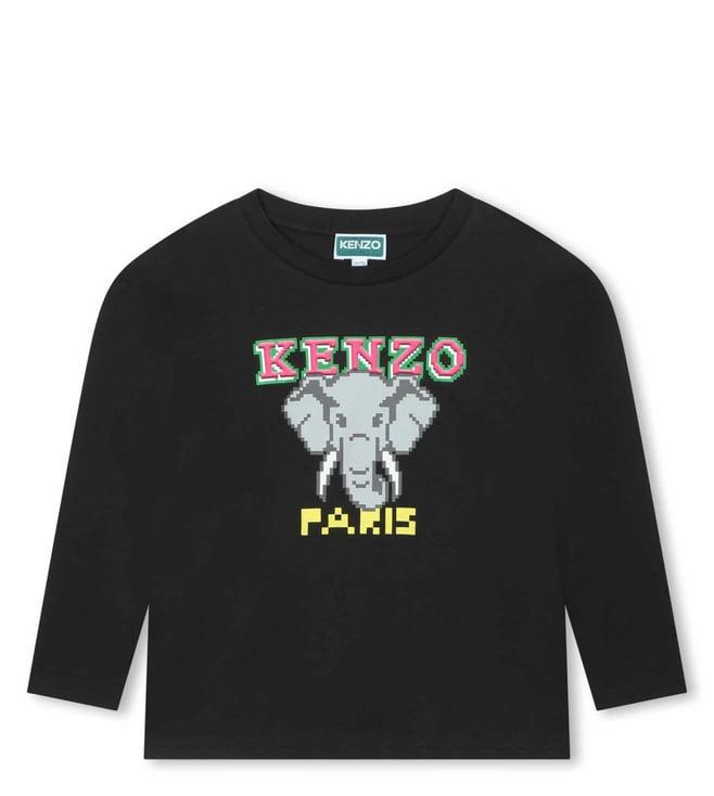 kenzo kids black logo regular fit t-shirt