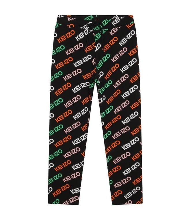 kenzo kids black logo regular fit trackpants