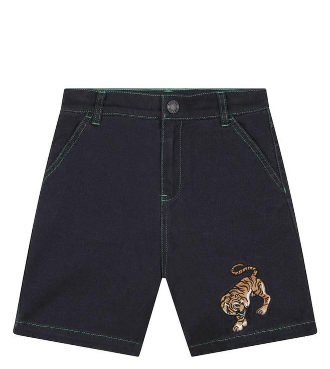 kenzo kids black regular fit bermuda shorts