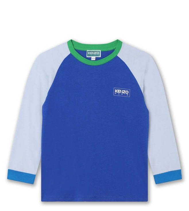 kenzo kids blue color block regular fit t-shirt