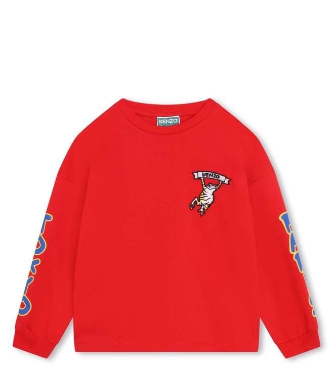 kenzo kids bright red logo regular fit t-shirt