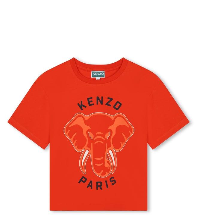 kenzo kids bright red logo regular fit t-shirt