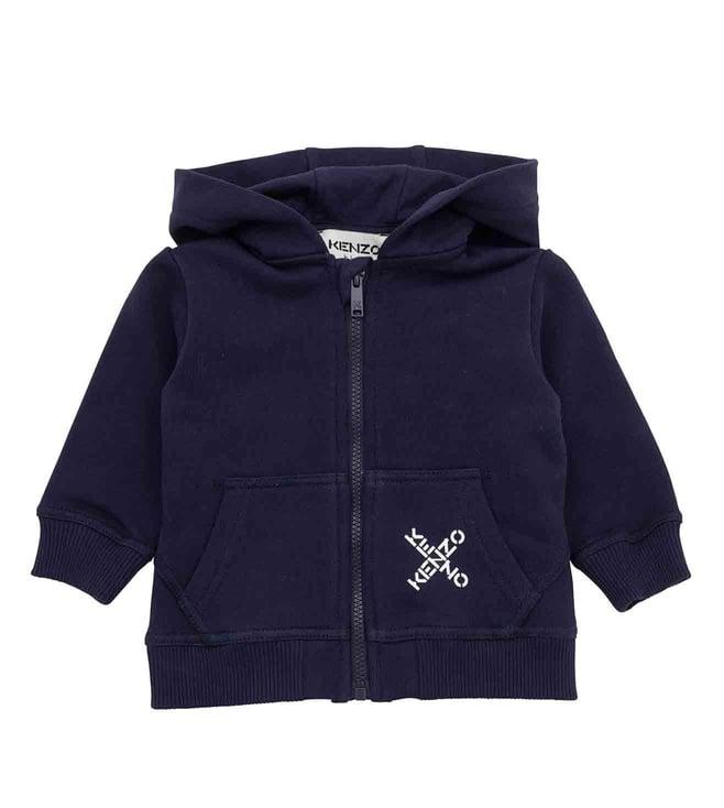 kenzo kids electric blue regular fit hoodie