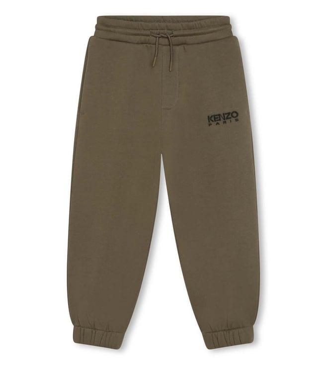 kenzo kids khaki logo regular fit joggers