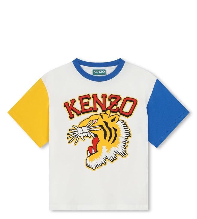 kenzo kids kids ivory color block regular fit t-shirt