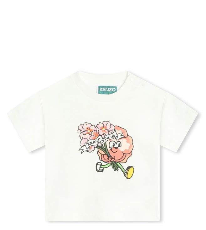 kenzo kids kids ivory printed regular fit t-shirt