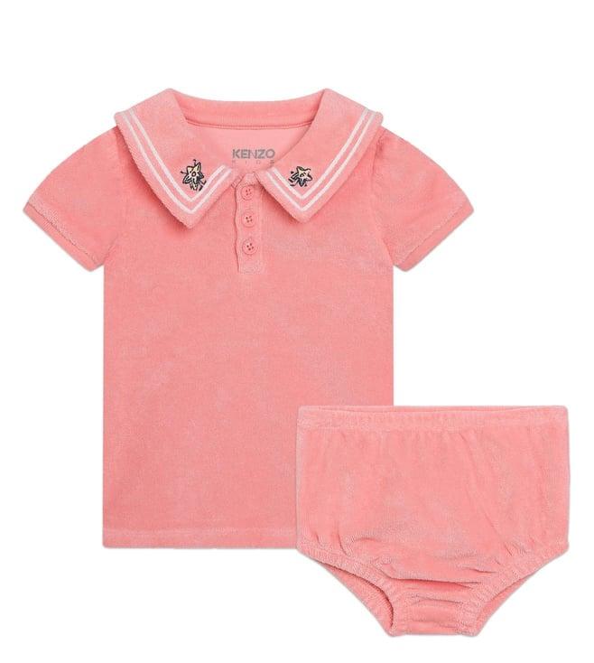 kenzo kids kids pink printed regular fit polo t-shirt & panty