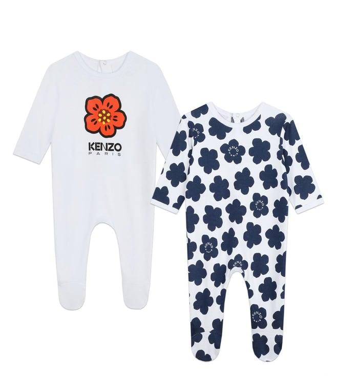 kenzo kids kids white printed regular fit 2 bodysuits