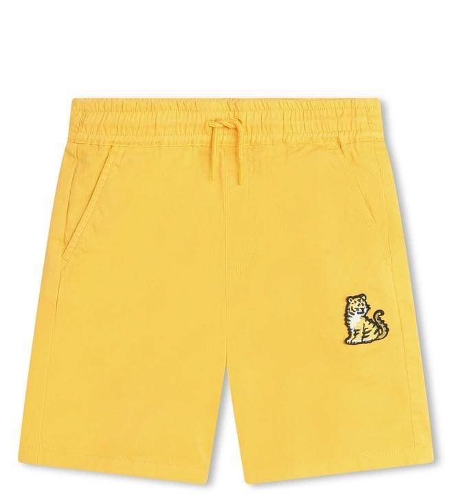 kenzo kids kids yellow applique regular fit shorts