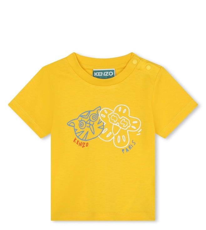 kenzo kids kids yellow printed regular fit t-shirt
