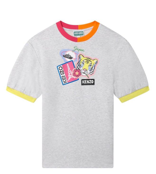 kenzo kids light grey logo regular fit dress